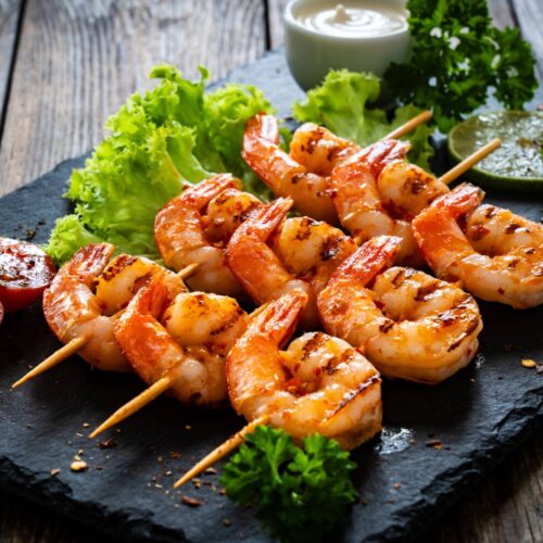 Barbecued prawns