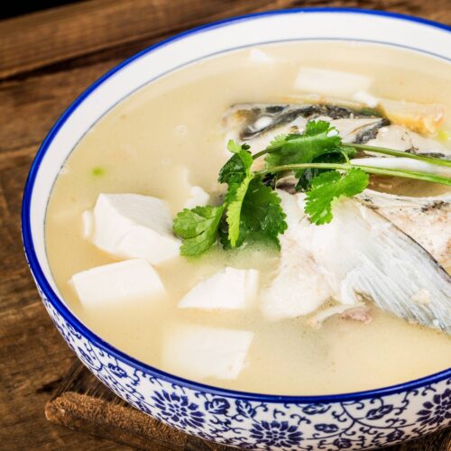 Silver carp fish soup