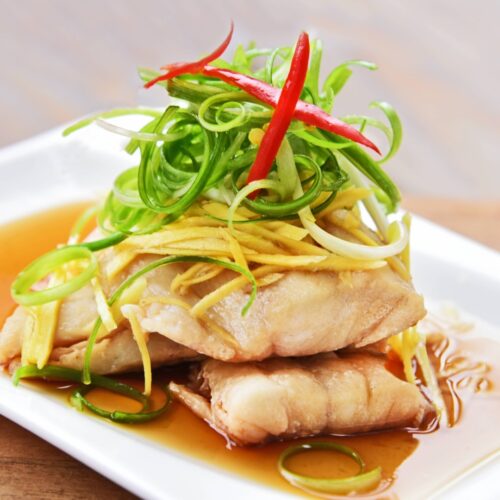 Steamed fish with ginger and scallions